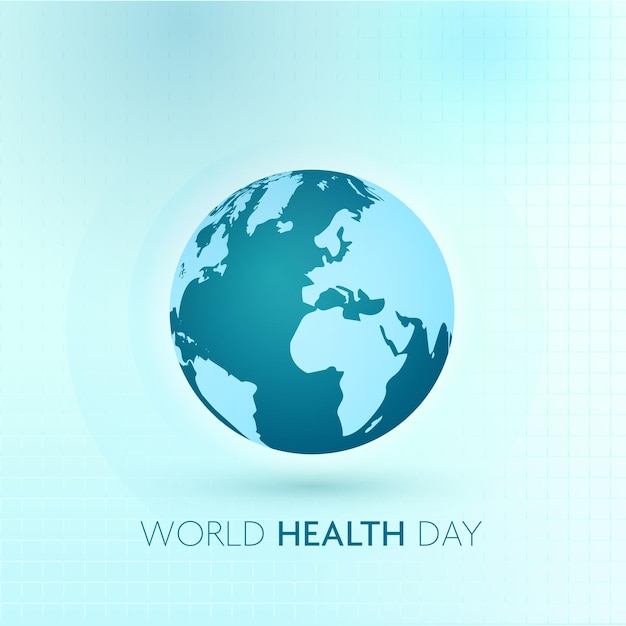 Concept de la Journée mondiale de la santé avec illustration mondiale sur fond turquoise brillant