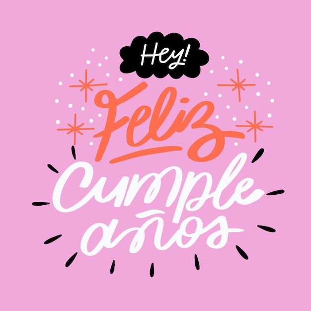 Concept De Lettrage Avec Feliz Cumpleaños L