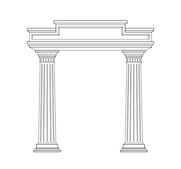 Concept de ligne de fronton antique architecture grecque et ancienne de Rome et colonnes de marbre à l'extérieur de