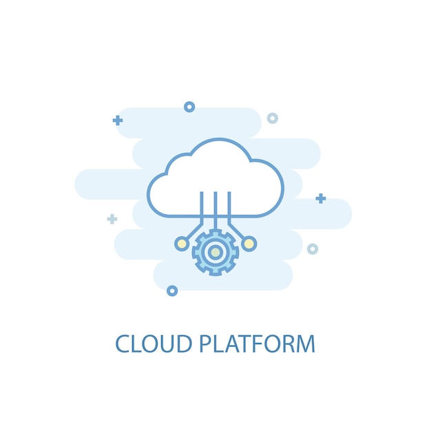 Concept de ligne de plate-forme cloud Icône de ligne simple illustration colorée symbole de plate-forme cloud design plat Peut être utilisé pour UIUX