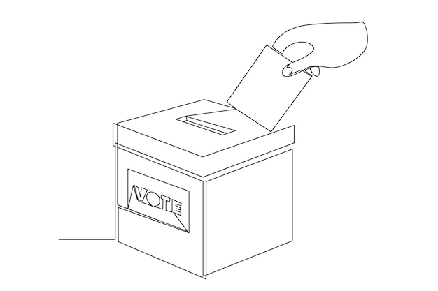 Concept De Ligne Simple Pour Les élections Générales. Une Ligne Et Une Ligne Continue Pour Le Vote Vecteur De Sondage