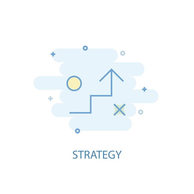 Concept De Ligne De Stratégie. Icône De Ligne Simple, Illustration Colorée. Design Plat De Symbole De Stratégie. Peut être Utilisé Pour L'ui/ux