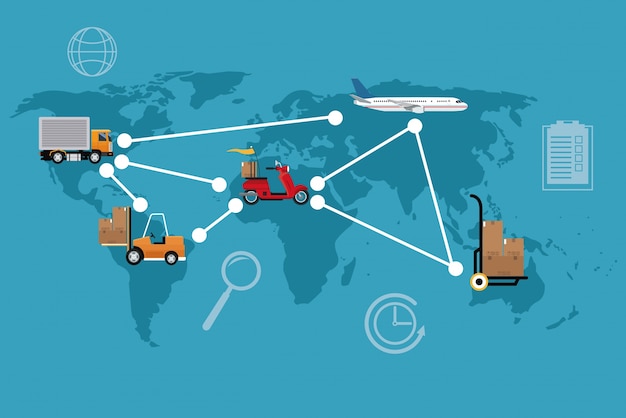 Concept de livraison différent transport international