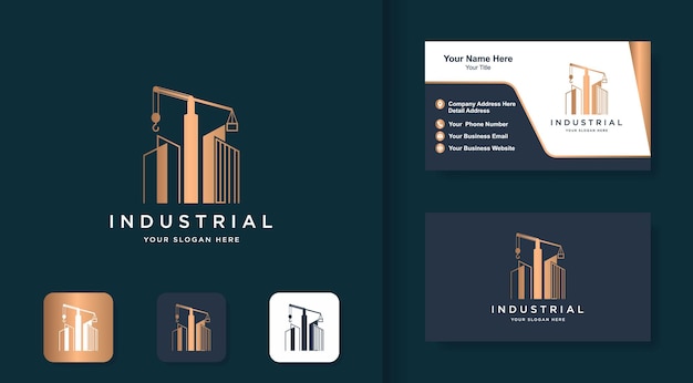 Concept De Logo D'architecture Industrielle Et Carte De Visite