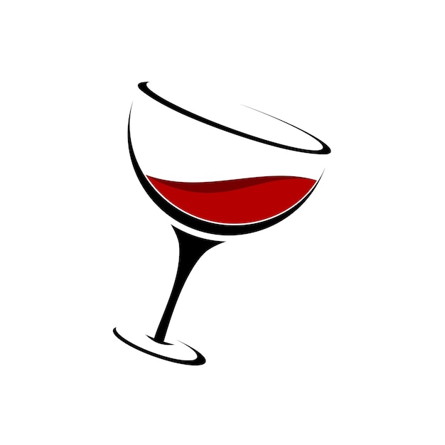 Concept De Logo D'art De Ligne De Verre De Vin Rouge