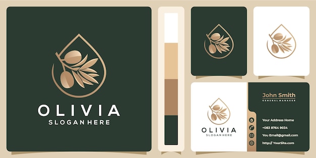 Concept De Logo Et Carte De Visite De Luxe Huile D'olive