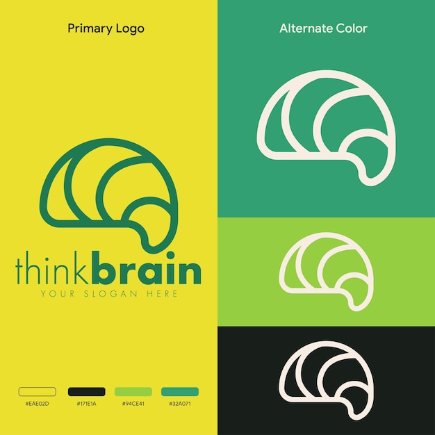 Vecteur concept de logo cerveau simple minimaliste