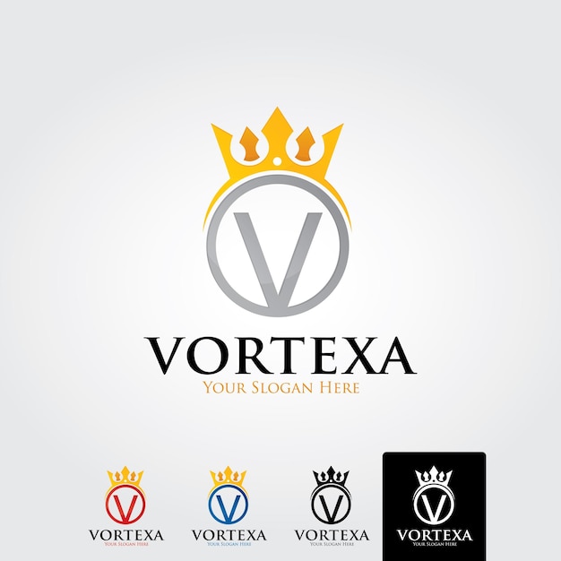 Vecteur concept de logo lettre v crown emblème élégant minimal linéaire