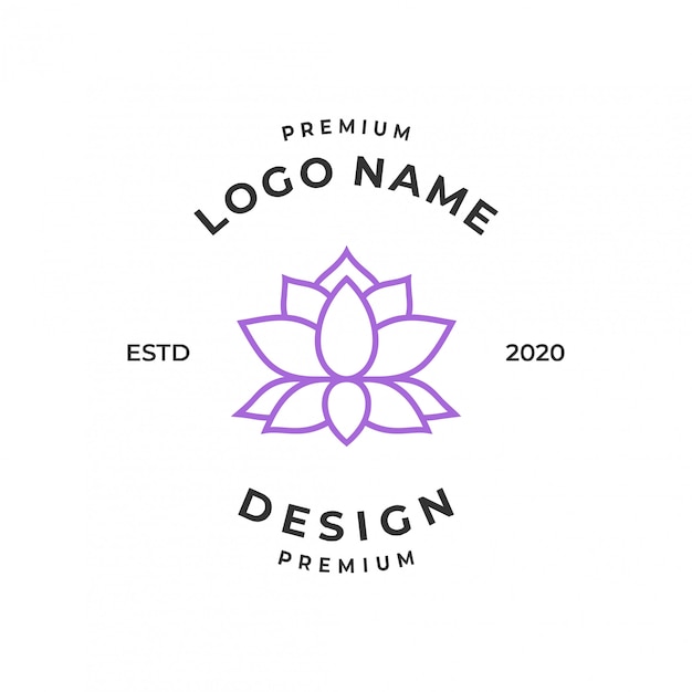 Concept De Logo De Lotus Avec Style D'art En Ligne.