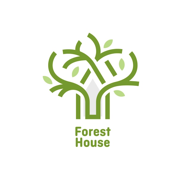 Concept De Logo De Maison Forestière. Logo Pour Le Paysage, L'immobilier. Illustration Hors Cabane Dans Les Arbres.