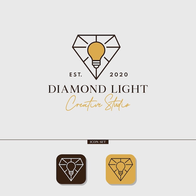 Concept De Logo Monoline Studio Créatif Léger Diamant