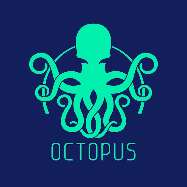 Concept de logo de poulpe bleu