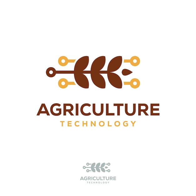 Vecteur concept de logo de technologie de blé vecteur icône de conception de modèle de technologie d'agriculture