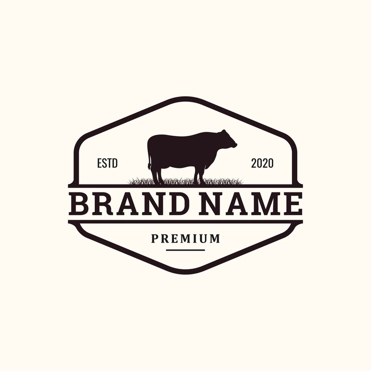 concept de logo vintage de bétail