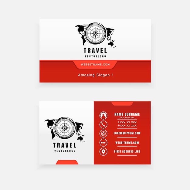 Concept De Logo De Voyage, Boussole Et Carte Du Monde