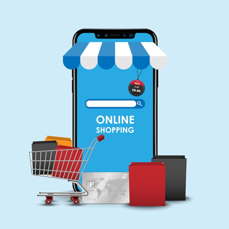 Vecteur concept de magasinage en ligne, boutique en ligne de smartphone