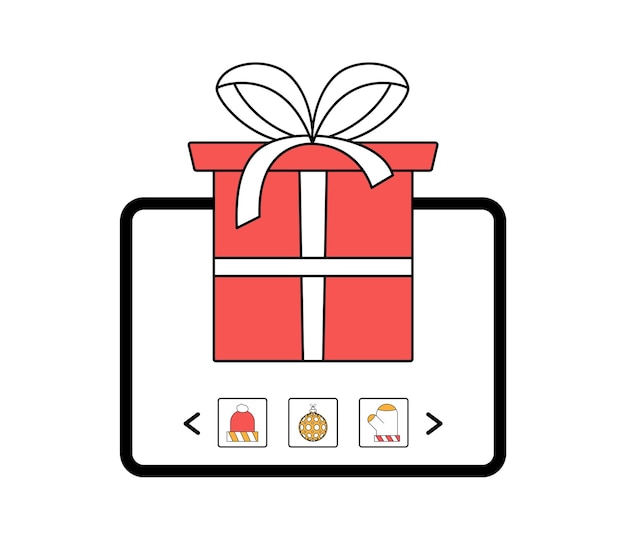 Concept de magasinage en ligne de Noël achat de cadeaux de Noël en ligne à l'aide d'une illustration vectorielle de tablette
