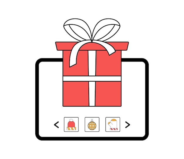 Concept De Magasinage En Ligne De Noël Achat De Cadeaux De Noël En Ligne à L'aide D'une Illustration Vectorielle De Tablette