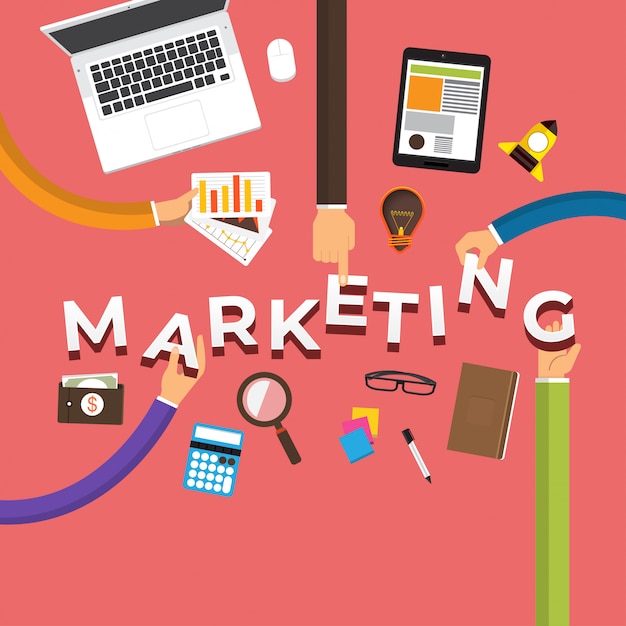 concept main créer du marketing. illustrations.