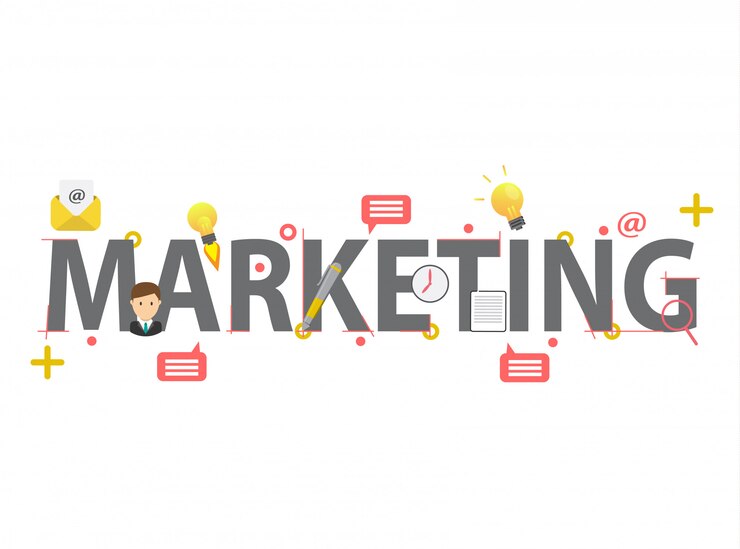 Vecteur concept de marketing de mot avec des éléments