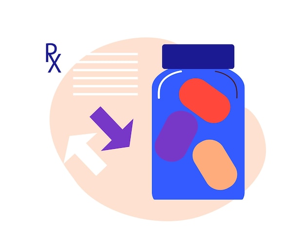 Concept de médecine en ligne Illustration vectorielle de dessin animé plat RX Medical Prescription