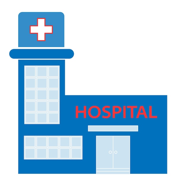 Vecteur concept médical d'icône d'hôpital de soins de santé de conception plate avec le bâtiment d'hôpital