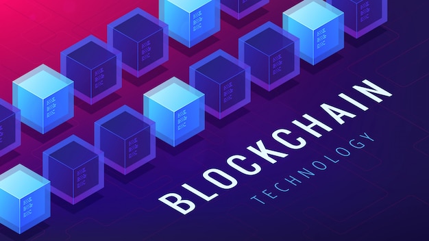 Concept de mise en réseau de crypto-monnaie blockchain isométrique.