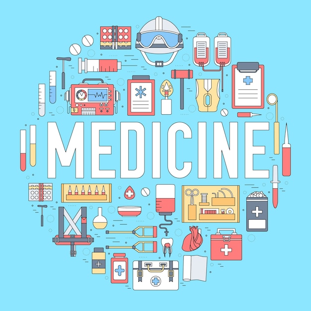 Concept De Modèle D'infographie De Cercle De Matériel De Médecine