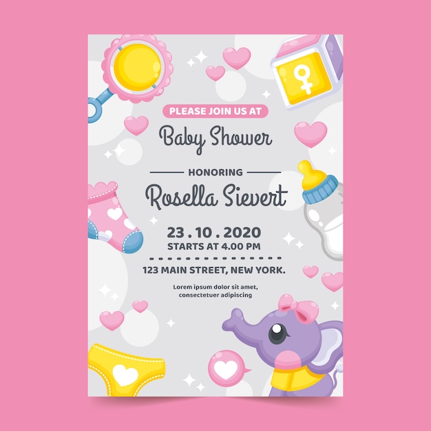 Concept de modèle d'invitation de douche de bébé