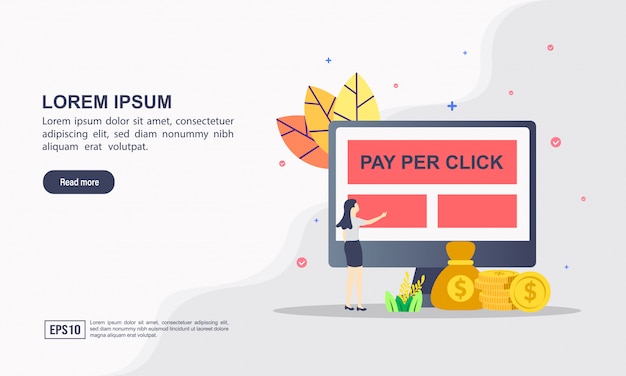 Concept De Modèle Web De Page De Destination De Pay Per Click