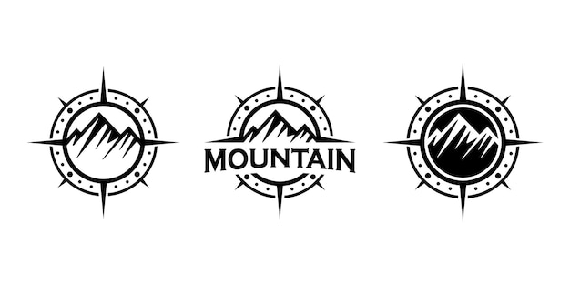 Concept De Montagne Et De Boussole, Inspiration De Conception De Logo D'aventure Ou De Voyage