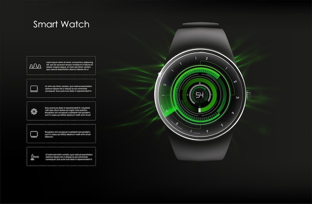 Concept De Montres Intelligentes, Tons Verts. Image.