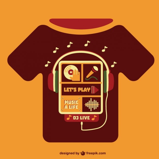 Vecteur concept de musique t-shirt modèle