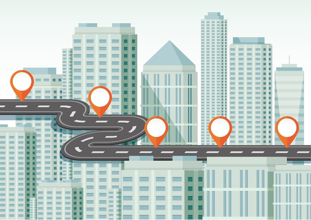 Concept de navigation avec de nombreux bâtiments