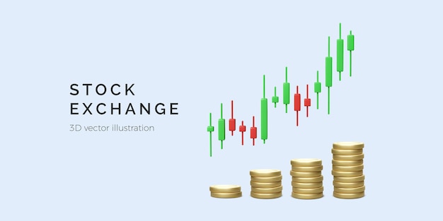 Concept De Négociation En Bourse Avec Graphique En Chandeliers Et Pile De Pièces D'or