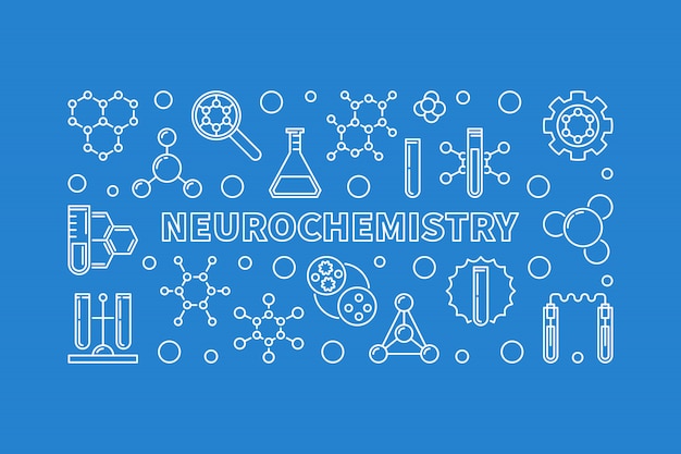 Concept De Neurochimie Icône Linéaire Illustration Ou Bannière