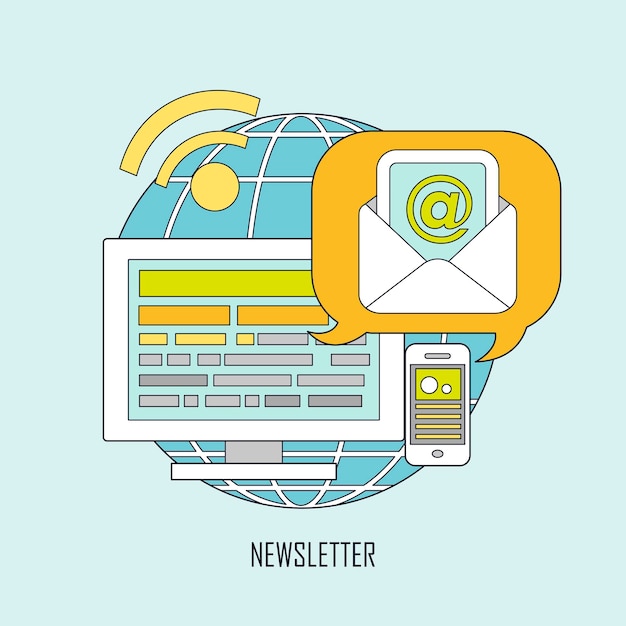 Concept De Newsletter Dans Un Style Plat Et Mince