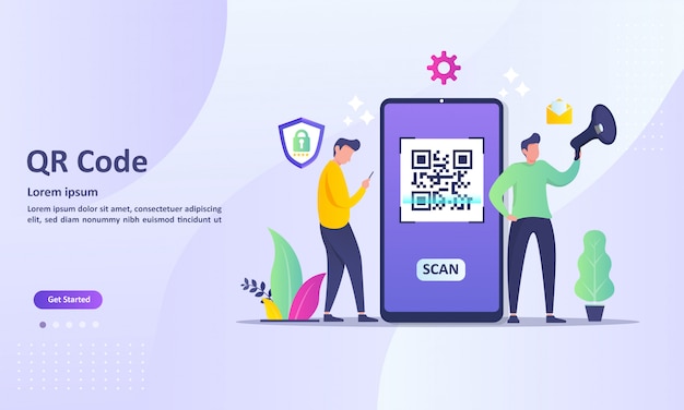 Concept de numérisation de code QR avec des personnes scannant le code à l'aide d'un smartphone