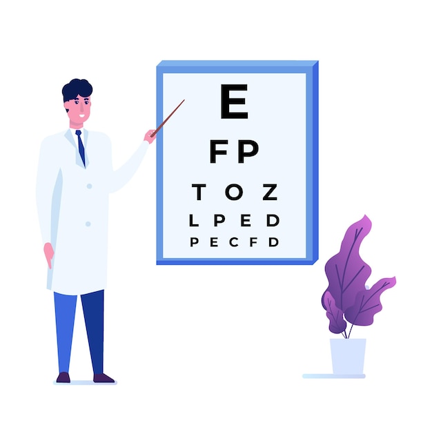 Concept d'ophtalmologie. L'ophtalmologiste vérifie la vue du patient.