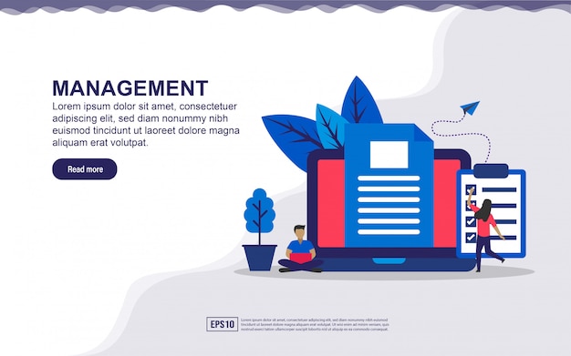 Concept de page de destination de la gestion.