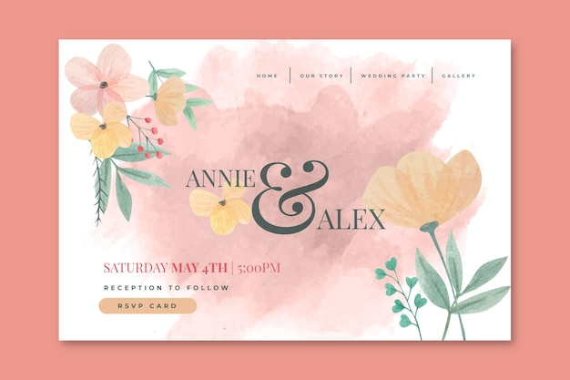 Concept de page de destination de mariage floral