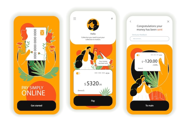 Concept De Paiement En Ligne écrans D'intégration Ui Ux Gui Kit D'interface Utilisateur
