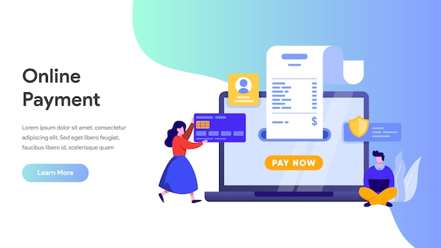 Concept de paiement en ligne ou de transfert d'argent pour Landing Page, Page d'accueil, Site Web