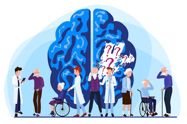 Concept De Patients Atteints De La Maladie D'alzheimer Perte De Mémoire Des Soins Médicaux Sont Fournis Aux Personnes Atteintes De Maladies Du Cerveau Et De Perte De Mémoire