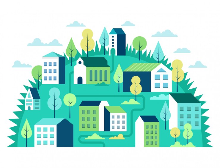 Concept de paysage de ville. Scène urbaine géométrique