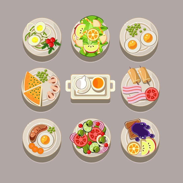 Concept De Petit Déjeuner Avec Des Aliments Frais