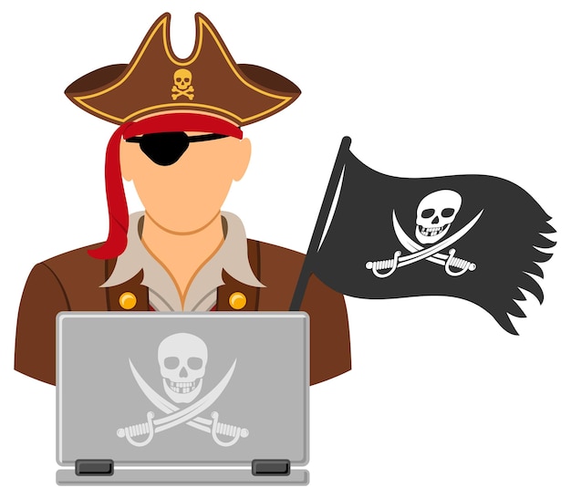 Vecteur concept de piratage avec icône pirate