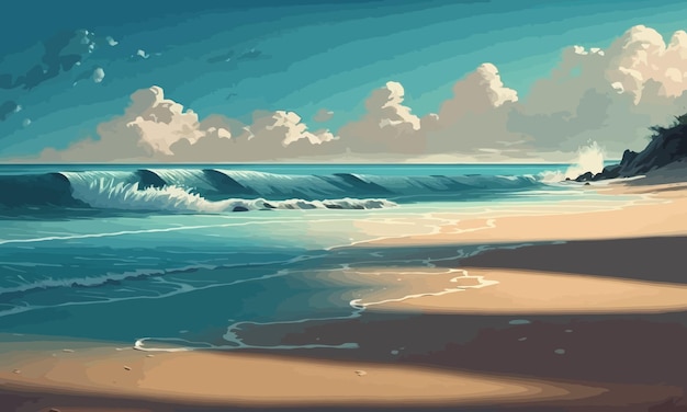 Concept de plage d'été vague de la mer sur une plage de sable vide Douce vague de mer Plage avec de douces vagues