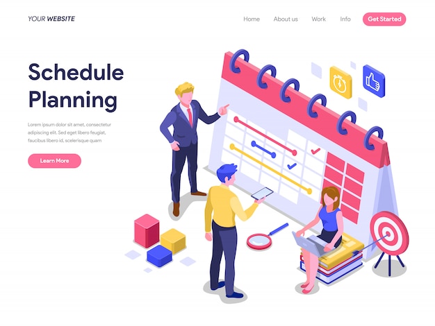 Concept De Planification D'horaires Pour Page De Renvoi, Site Web, Page D'accueil