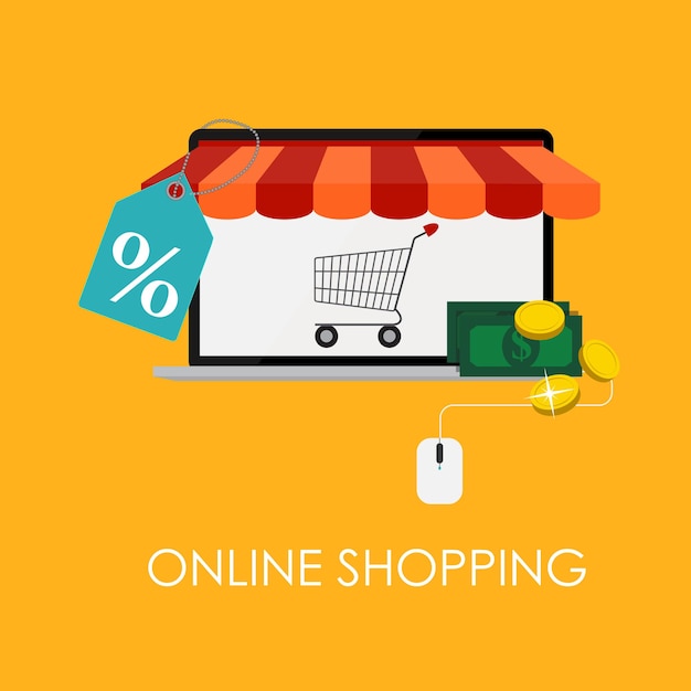 Concept plat d'achats en ligne pour les applications mobiles. EPS10